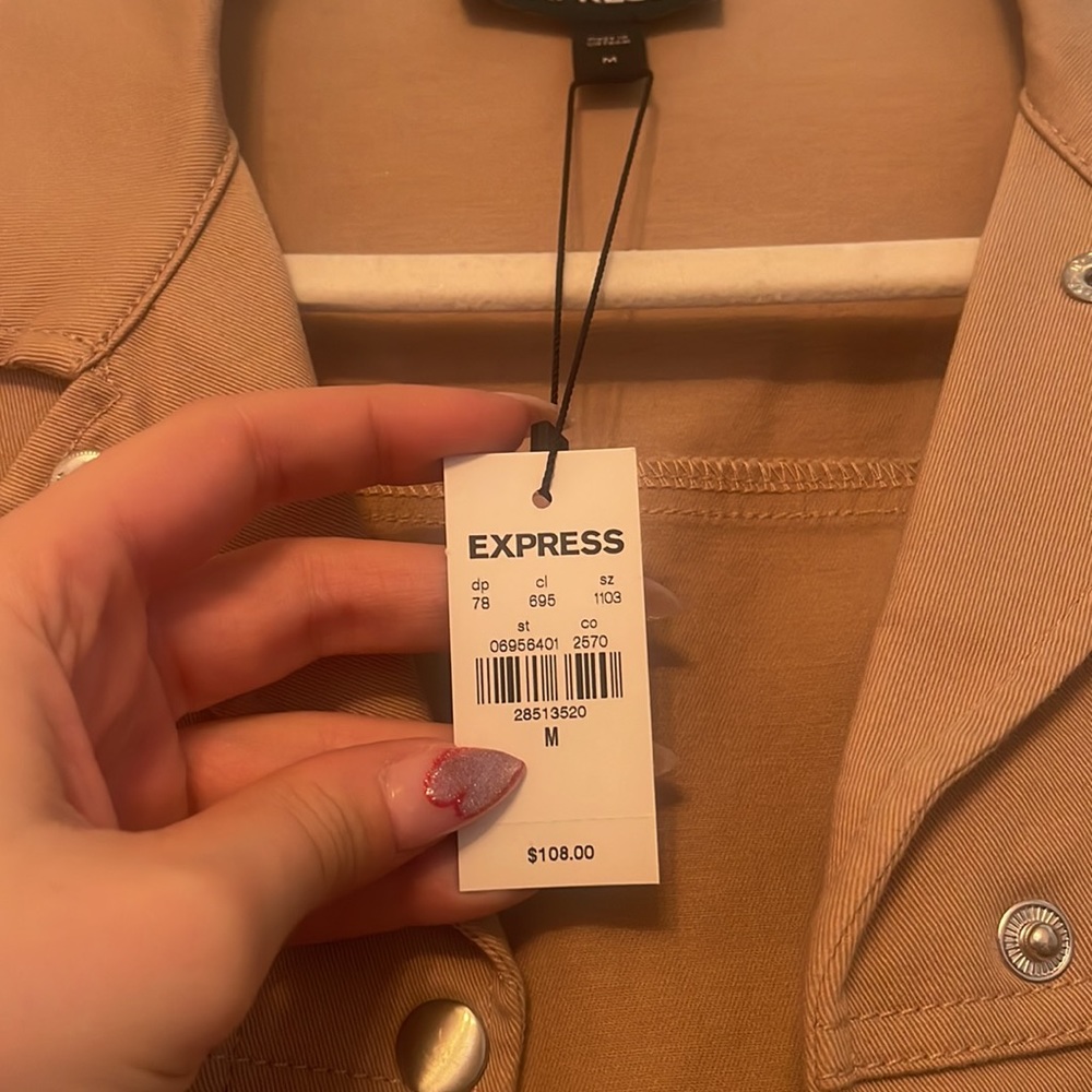 Nwt Express Cropped Button Front Utility Jacket - image 4